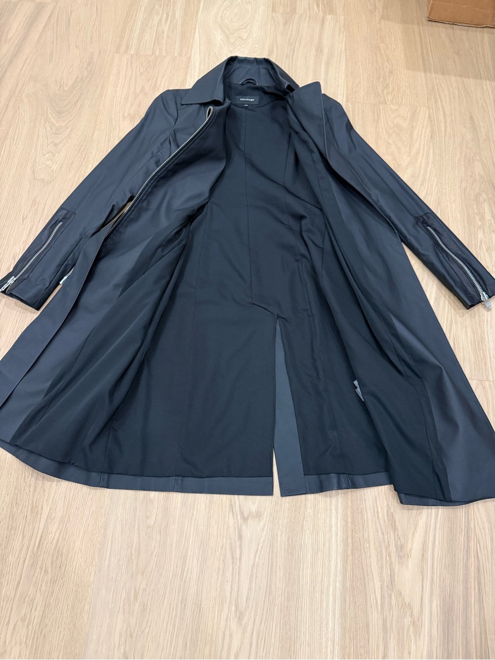 Black Mackage,Women's Asymmetrical Zip Estela, belted Trench Coat - Picture 14 of 14